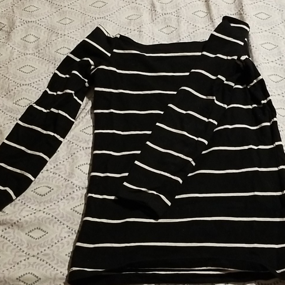 Off the shoulder striped shirt